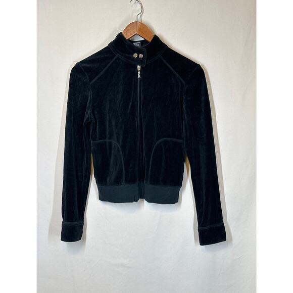 RAMPAGE Zip Jacket M Black Velvet Y2K 90’s Streetwear Gorpcore Utility Mock Neck - Picture 1 of 14